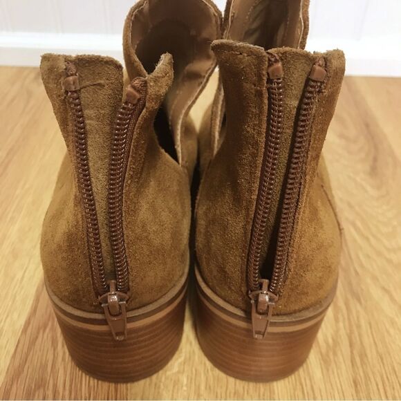 STEVE MADDEN Brown Suede Open Side Ankle Boot Bootie Chunky Heel Leather Size 10 - Picture 7 of 15